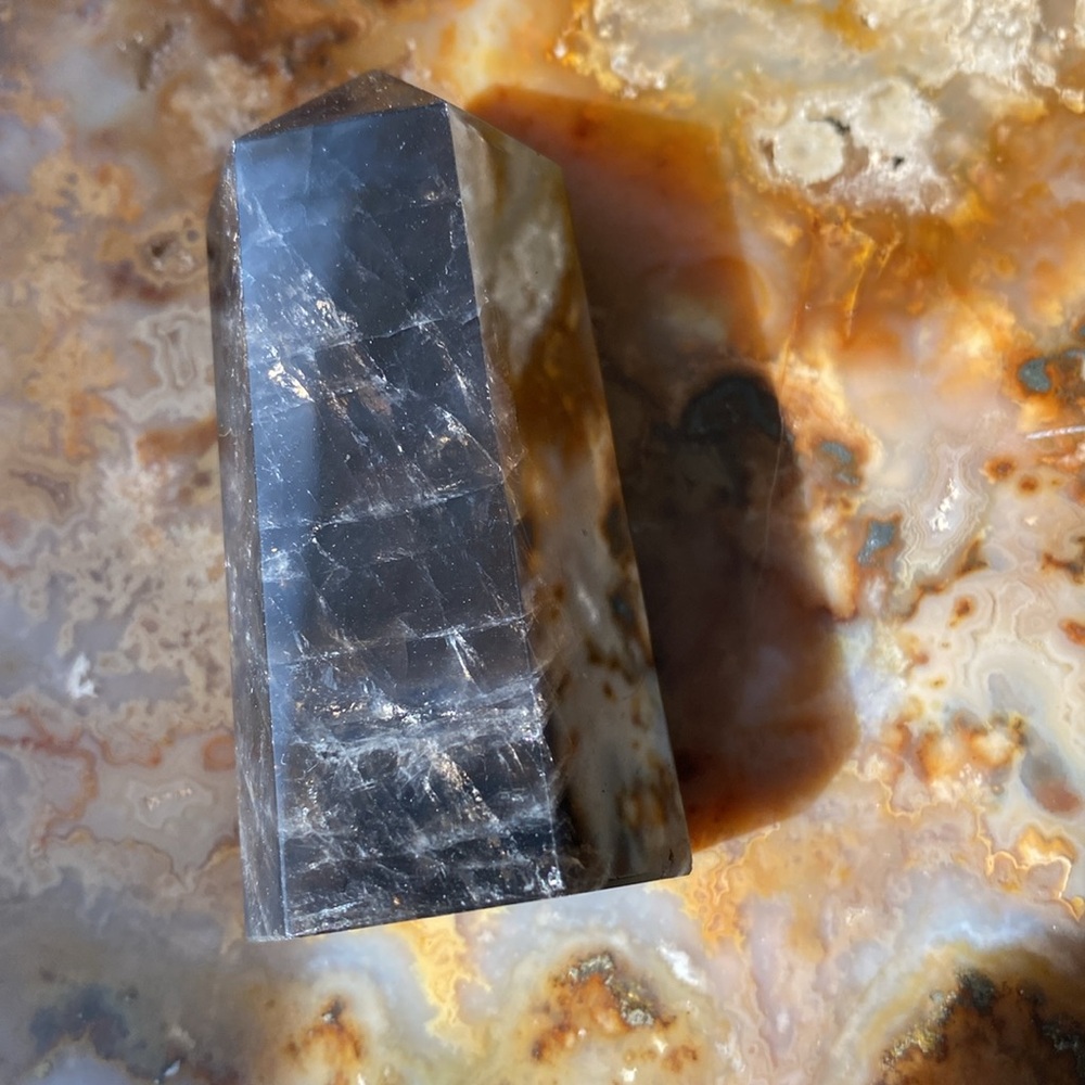 Black Rose Quartz Crystal Tower - Picture 2 of 3